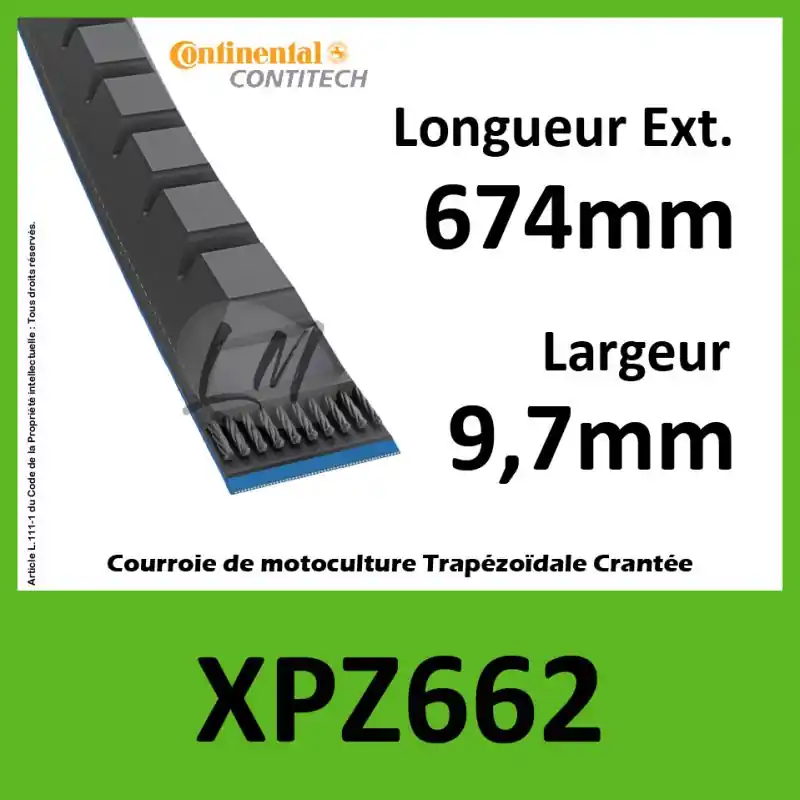 Vente Directe Courroie XPZ662 – Continental Pioneer