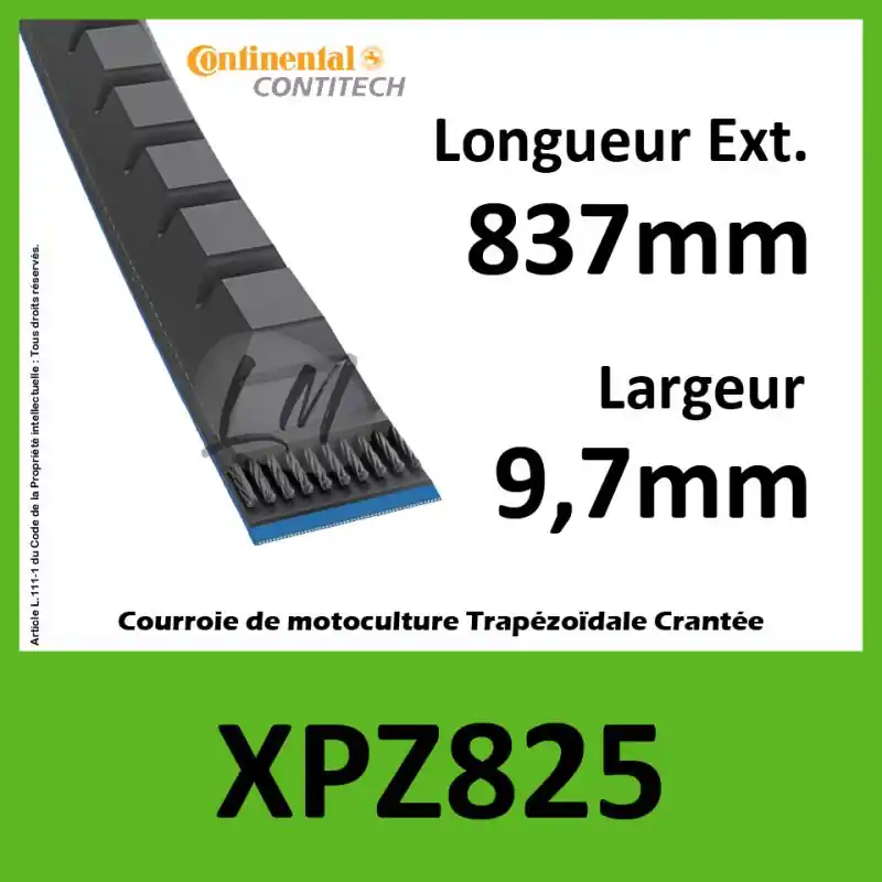 Certifié Courroie XPZ825 – Continental Pioneer