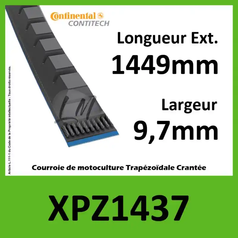 Usine Directe Courroie XPZ1437 – Continental Pioneer