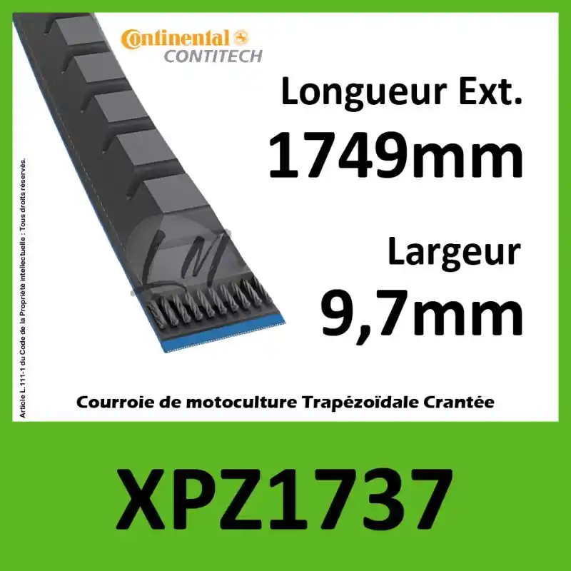 Certifié Courroie XPZ1737 – Continental Pioneer