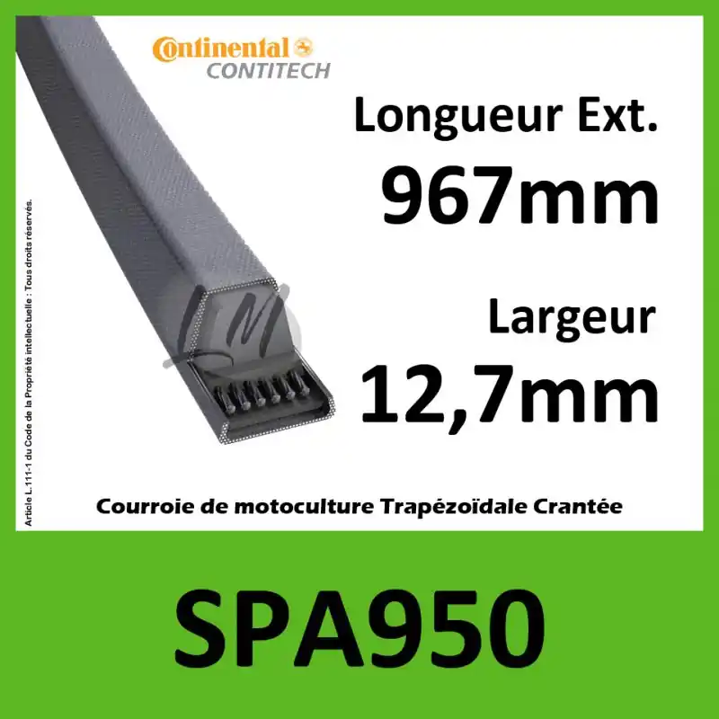 Certifié Courroie SPA950 – Continental