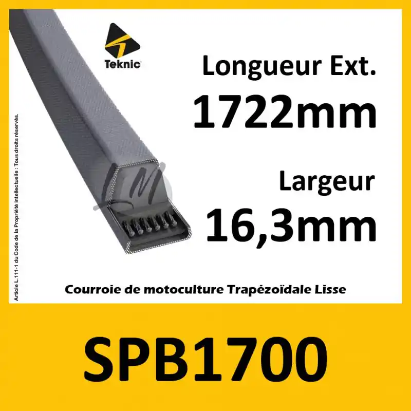 Certifié Courroie SPB1700 – Teknic