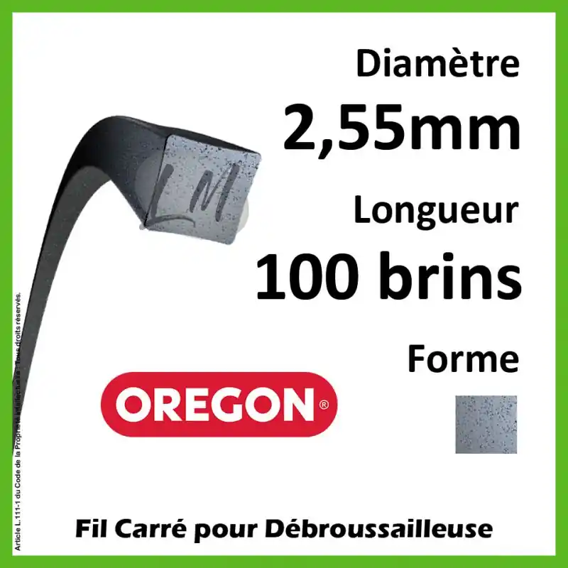 Fil Carré Oregon Nylium Gris 2.55mm x 100 brins Retour Gratuit