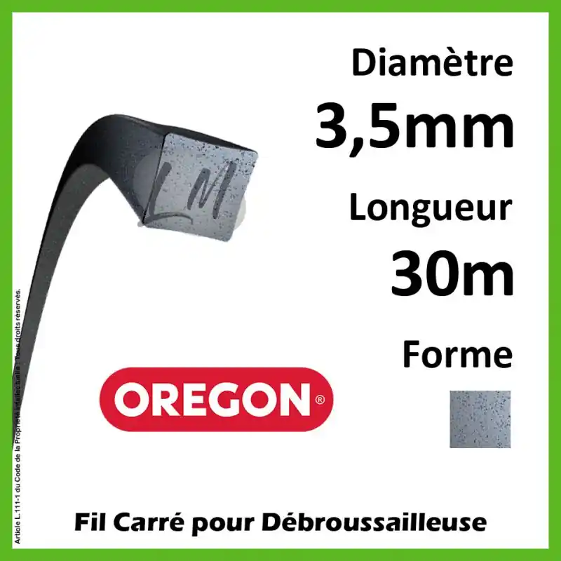 Fil Carré Oregon Nylium Gris 3.5mm x 30m Commander Vite