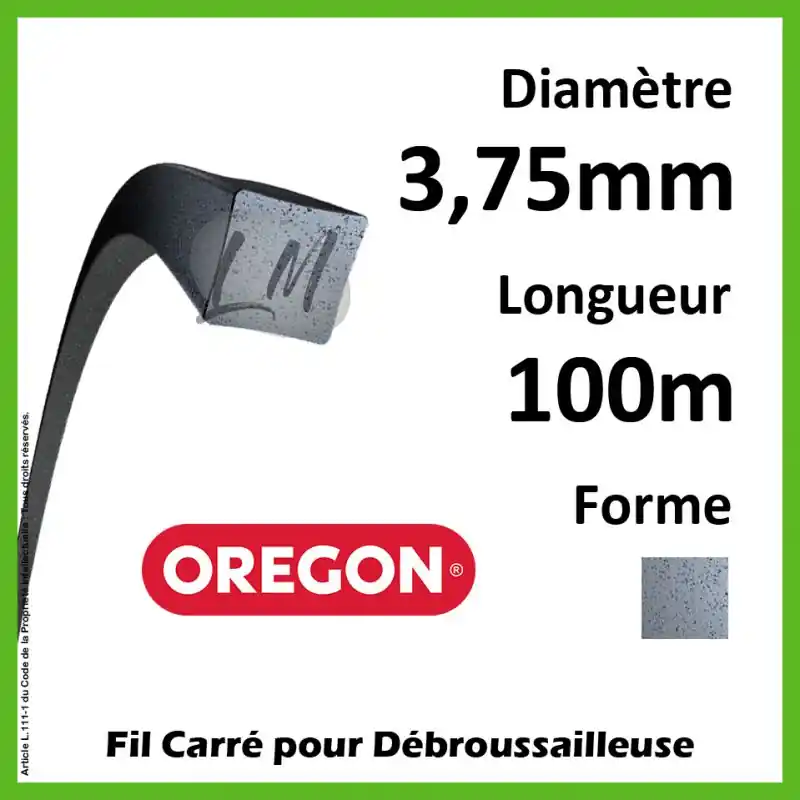 Authentique Fil Carré Oregon Nylium Gris 3.75mm x 100m