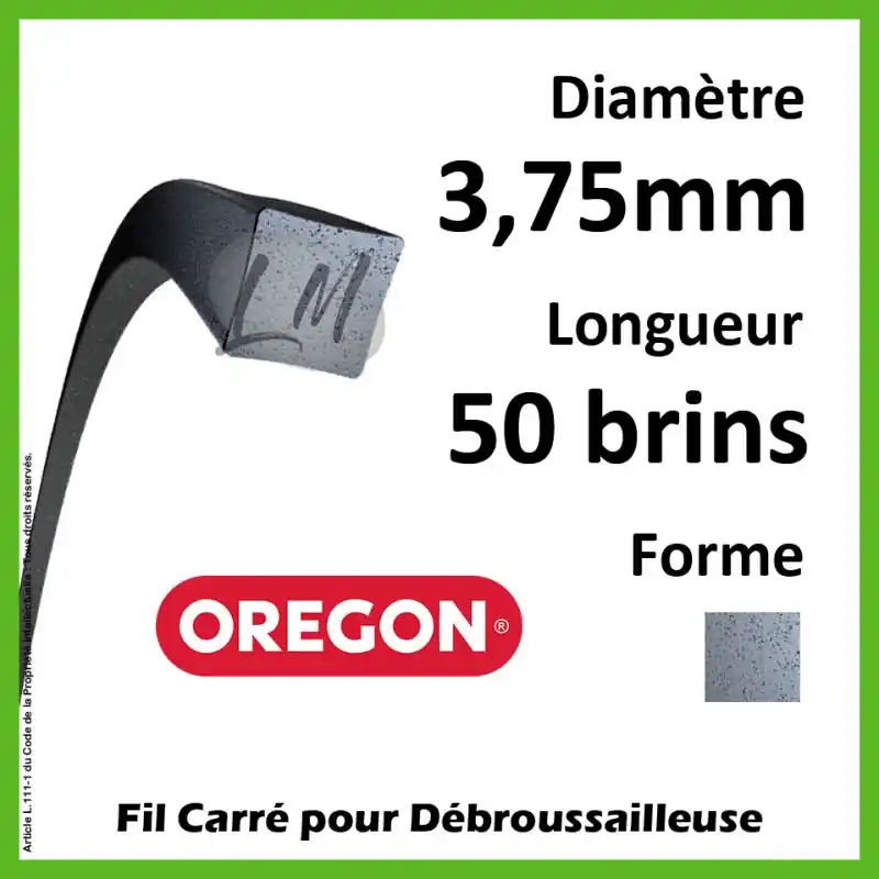 Fil Carré Oregon Nylium Gris 3.75mm x 50 brins Expédition Rapide