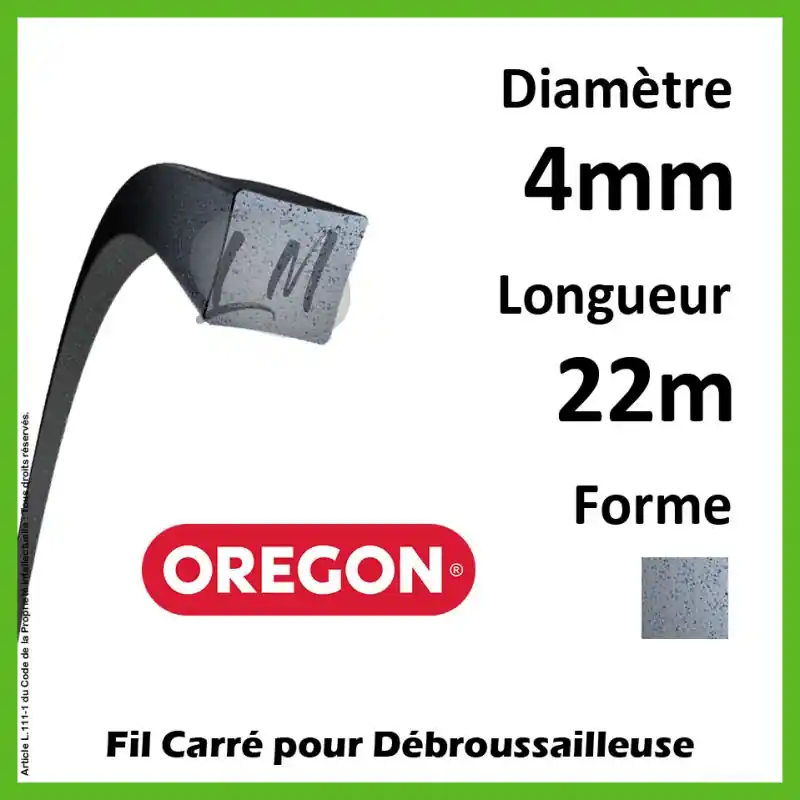 Haute Qualité Fil Carré Oregon Nylium Gris 4mm x 22m