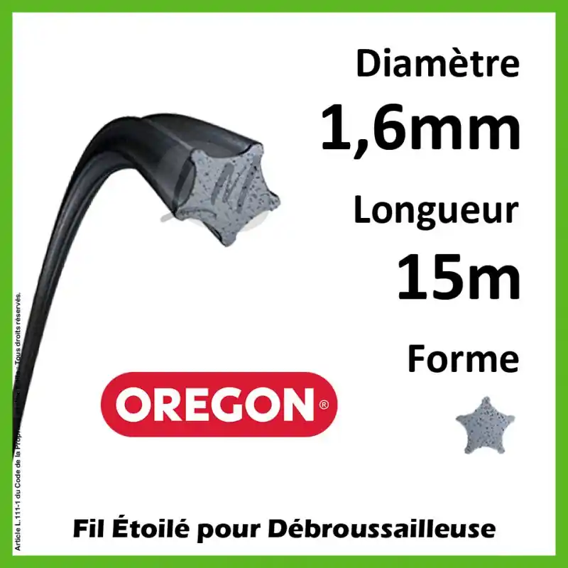 Fil Etoilé Oregon Nylium Gris 1.6mm x 15m Certifié