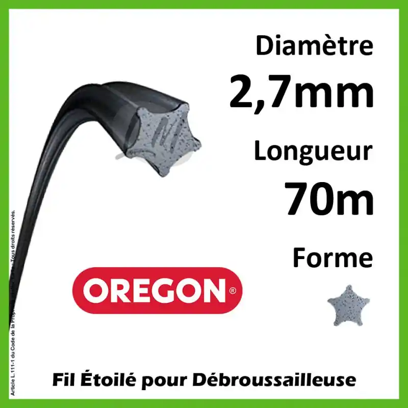 Fil Etoilé Oregon Nylium Gris 2.7mm x 70m Commander Vite