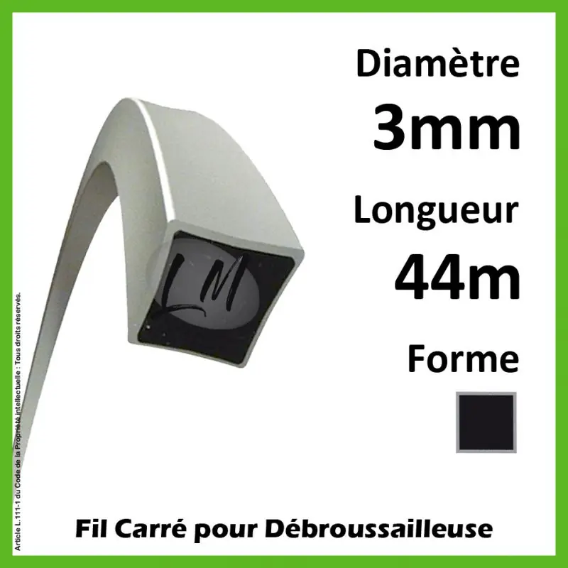 Certifié Fil Carré Titanium Power 3mm x 44m