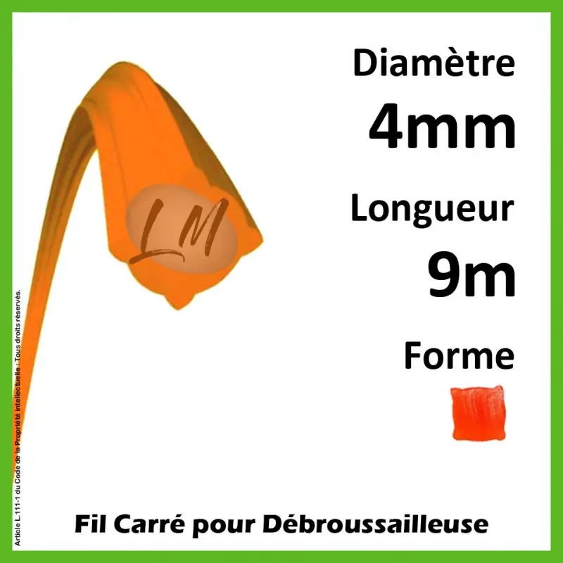 Fil Carré Nylon Orange 4mm x 9m Nouvel Arrivage