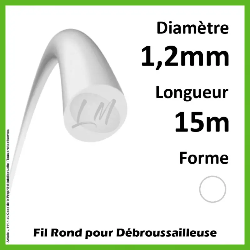 Fil Rond Nylon Blanc 1.2mm x 15m Produit De Marque