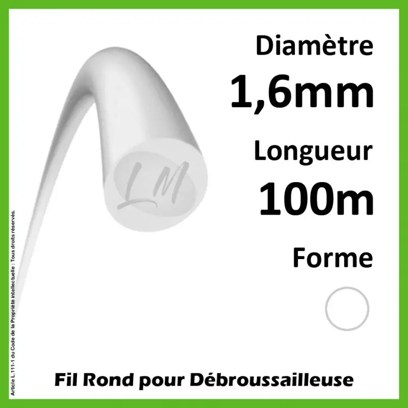 Super Prix Fil Rond Nylon Blanc 1.6mm x 100m
