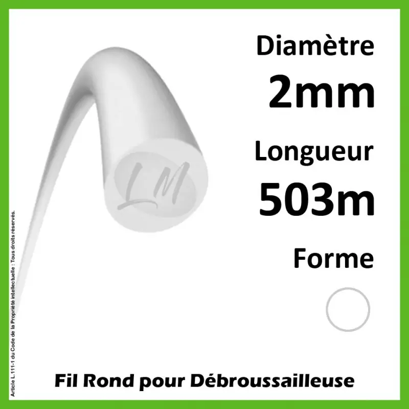 Fil Rond Nylon Blanc 2mm x 503m Vente Flash