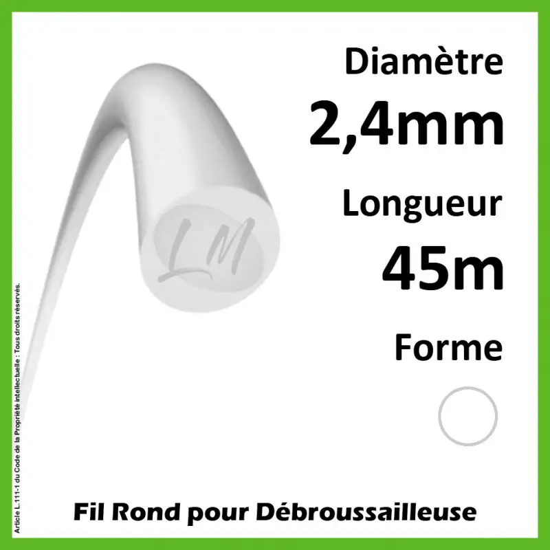 Usine Directe Fil Rond Nylon Blanc 2.4mm x 45m