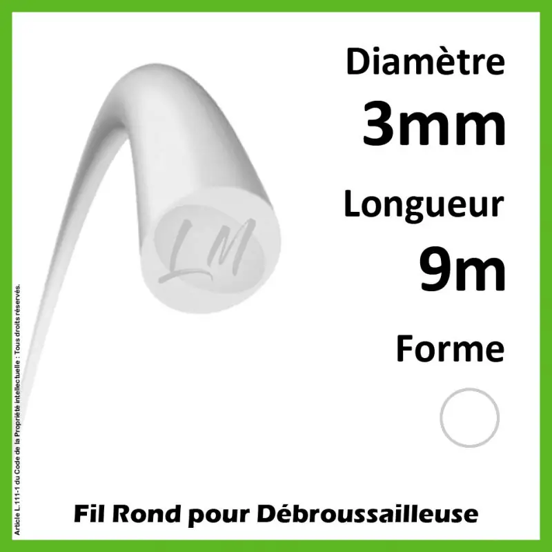 Fil Rond Nylon Blanc 3mm x 9m Jusqu&rsquo;à Épuisement Des Stocks