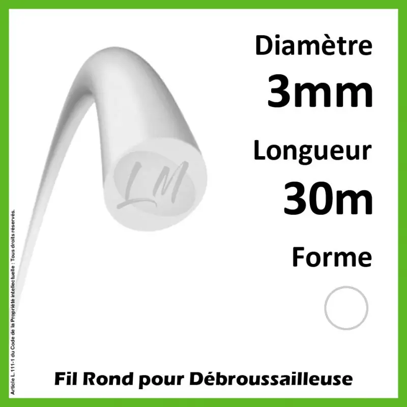 Fil Rond Nylon Blanc 3mm x 30m Solde