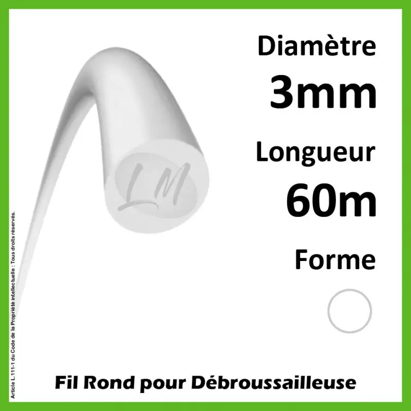 Fil Rond Nylon Blanc 3mm x 60m Offre Spéciale