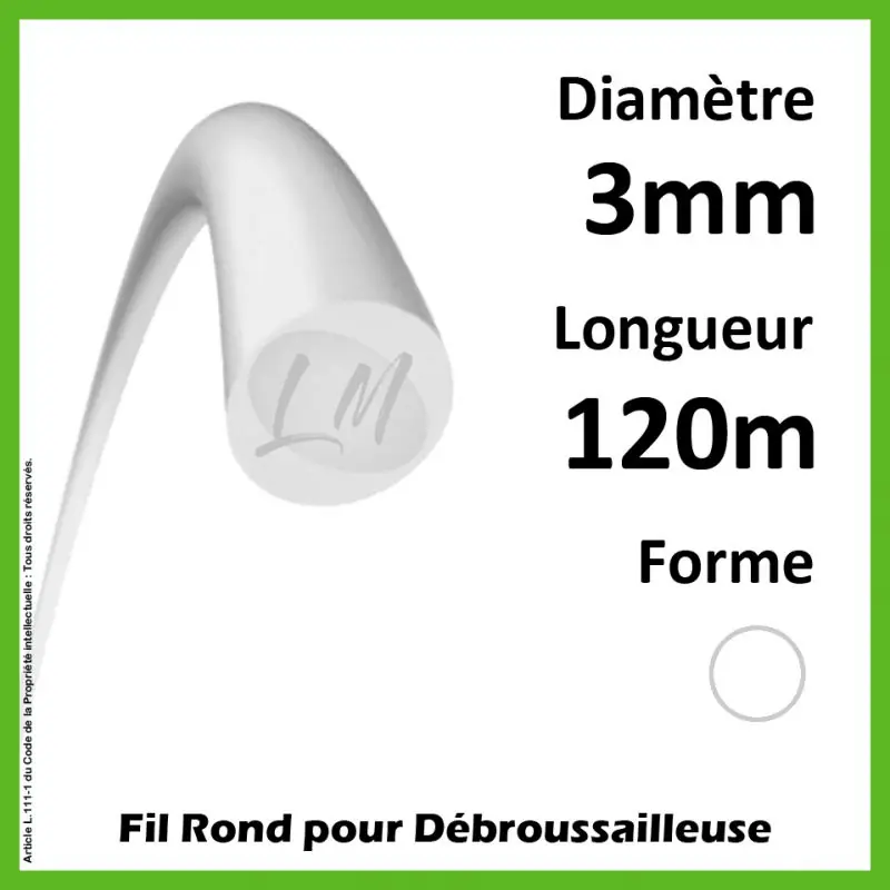 Fil Rond Nylon Blanc 3mm x 120m Prix Réduit