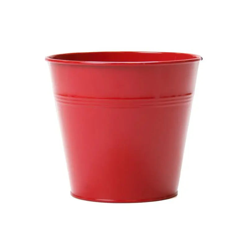 CACHE POT D9 H7.5 METAL ROUGE MAT Haute Qualité