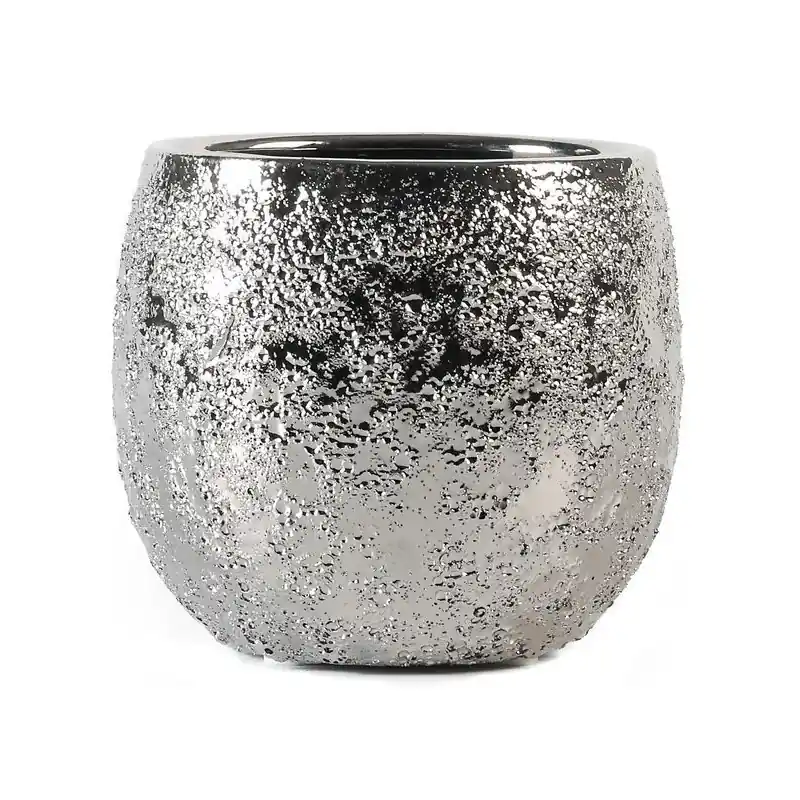 Expédié Aujourd&rsquo;hui /Cache pot iris d8.5 h8 ceramique argent
