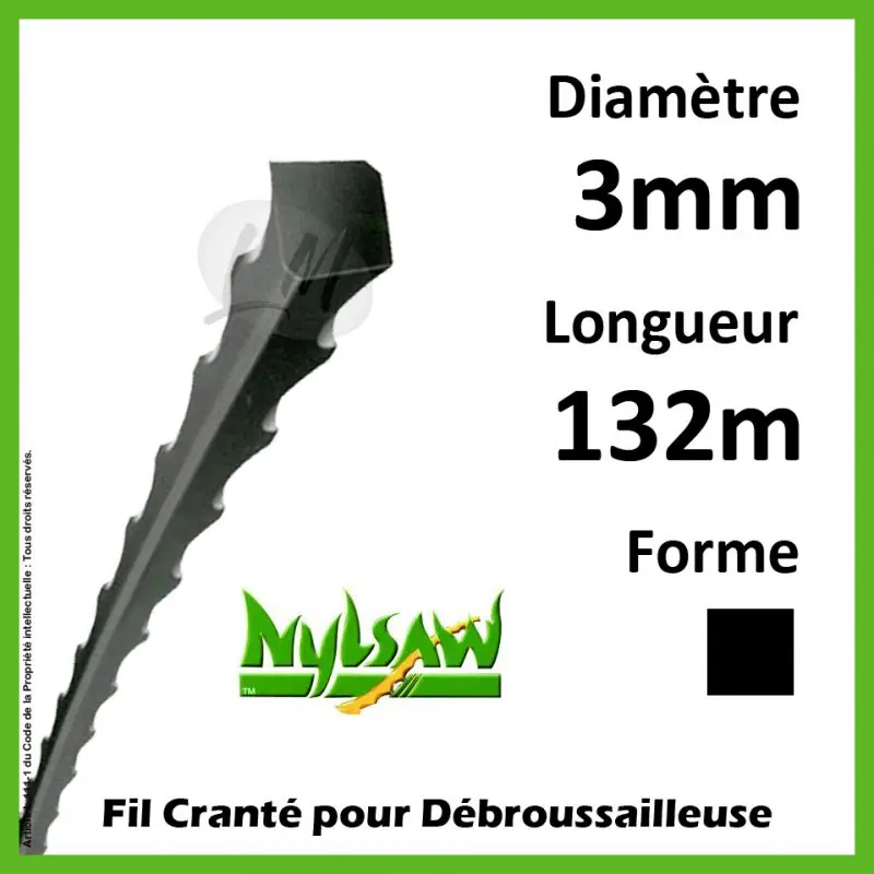 Vente Directe Fil Cranté Nylsaw 3mm x 132m