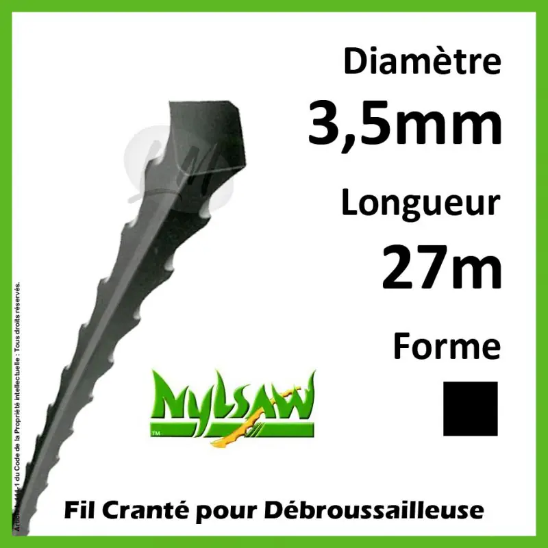 Fil Cranté Nylsaw 3,5mm x 27m Paiement Sécurisé