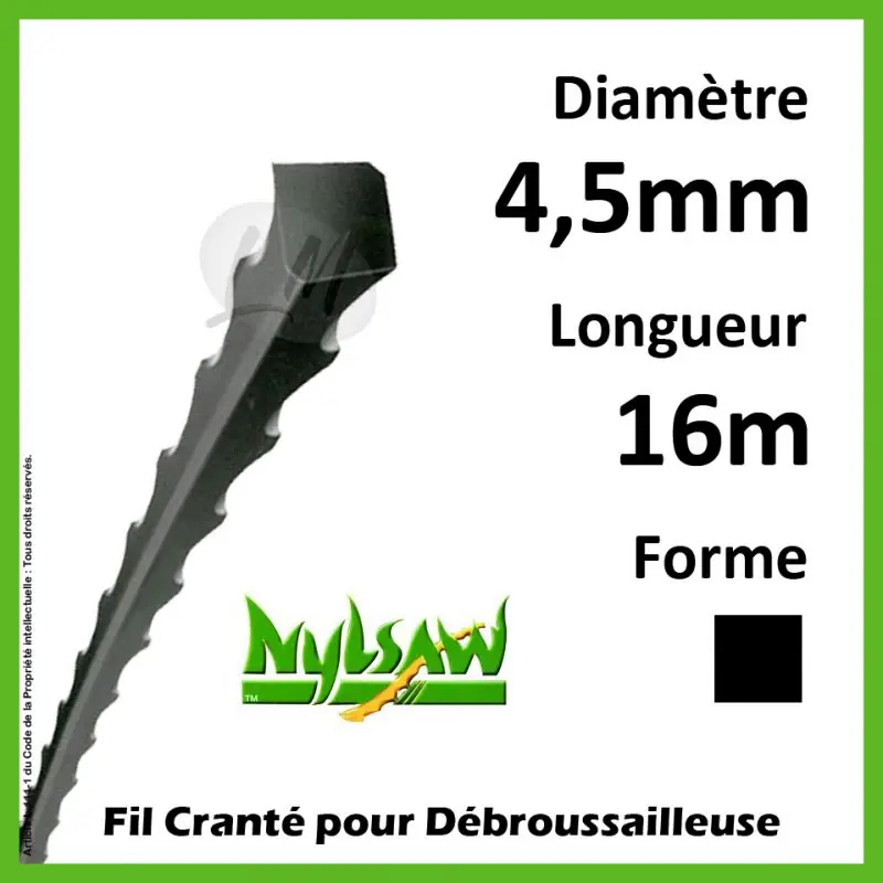 Expédition Rapide Fil Cranté Nylsaw 4,5mm x 16m