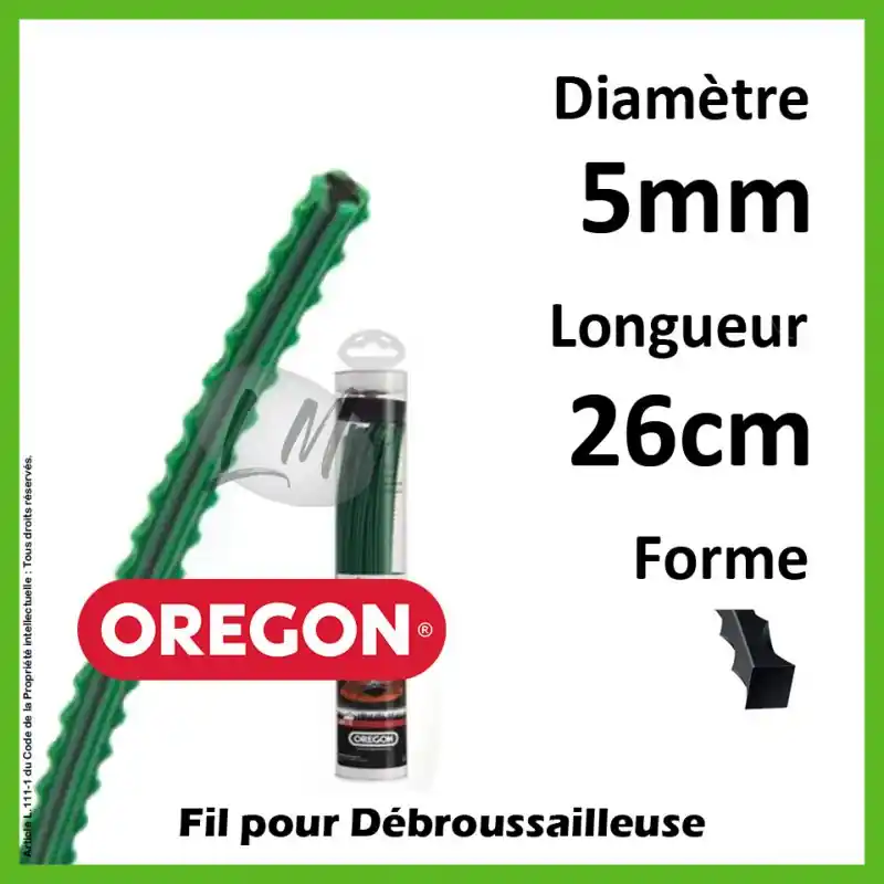Fil Oregon Techni-Blade J/Vert 5mm x 26cm – 70 Brins Offre Spéciale