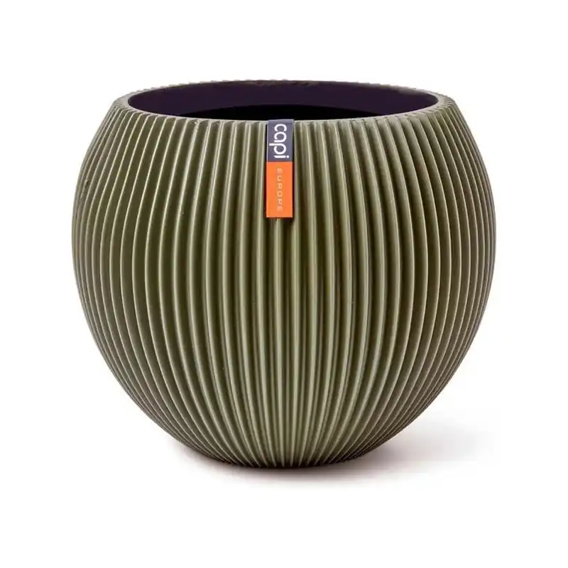 Pot Boule Groove Vert 18×15 cm – Décoration Moderne et Élégante pour Intérieur – de Capi Haute Qualité