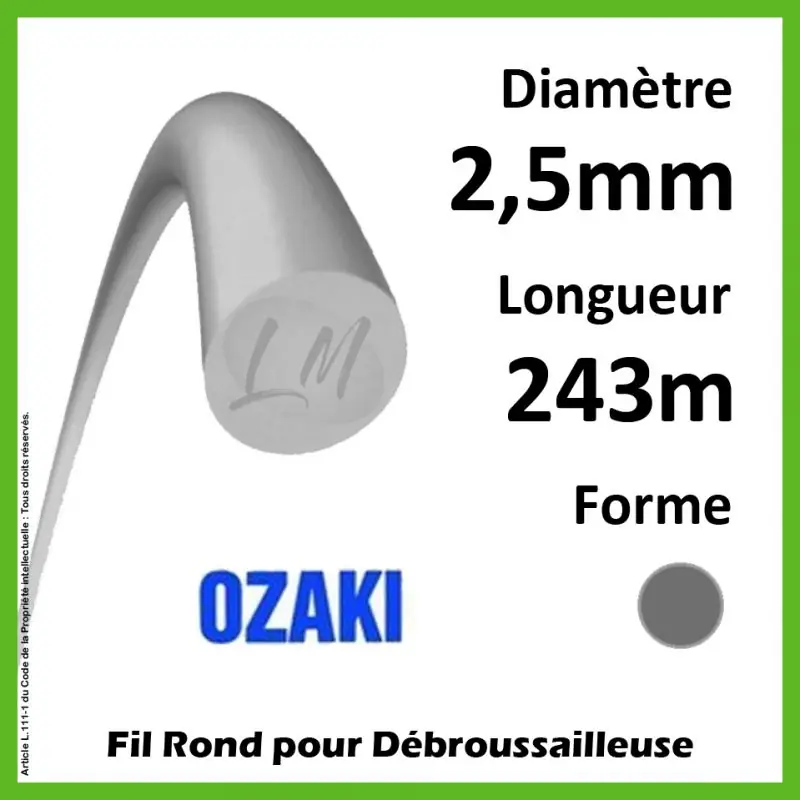 Fil Rond Ozaki Alu Line gris 2,5mm x 243m Meilleur Choix