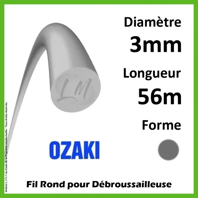 Authentique Fil Rond Ozaki Alu Line gris 3mm x 56m