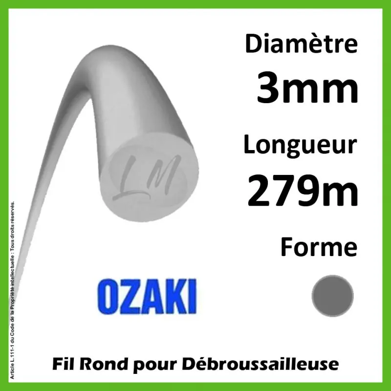 Fil Rond Ozaki Alu Line gris 3mm x 279m Authentique
