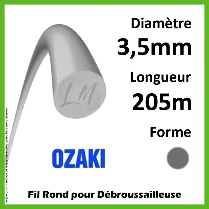 Fil Rond Ozaki Alu Line gris 3,5mm x 205m Nouvelle Collection