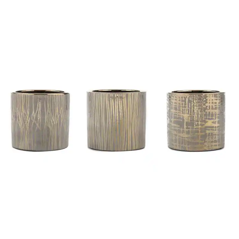 /Cache-pot d13.2 h12.6cm ceramique or ass** carr Vente Flash