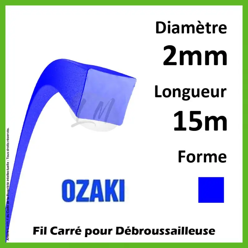 Fil Carré Ozaki Bleu 2mm x 15m Seulement Aujourd&rsquo;hui