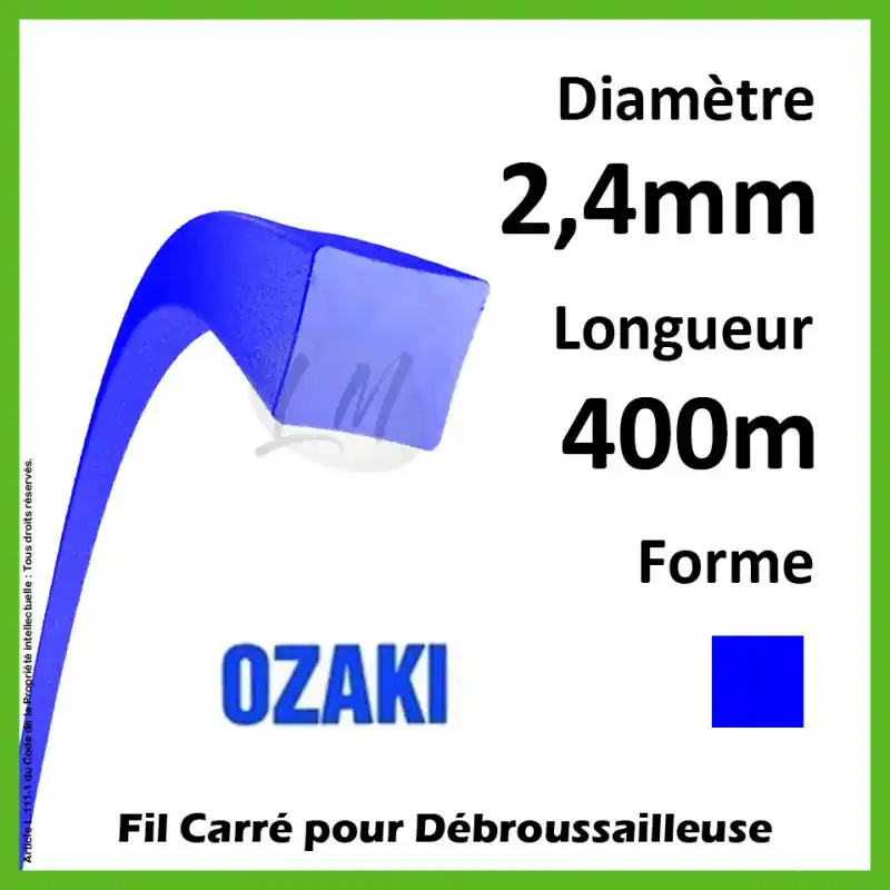 Top Vente Fil Carré Ozaki Bleu 2,4mm x 400m