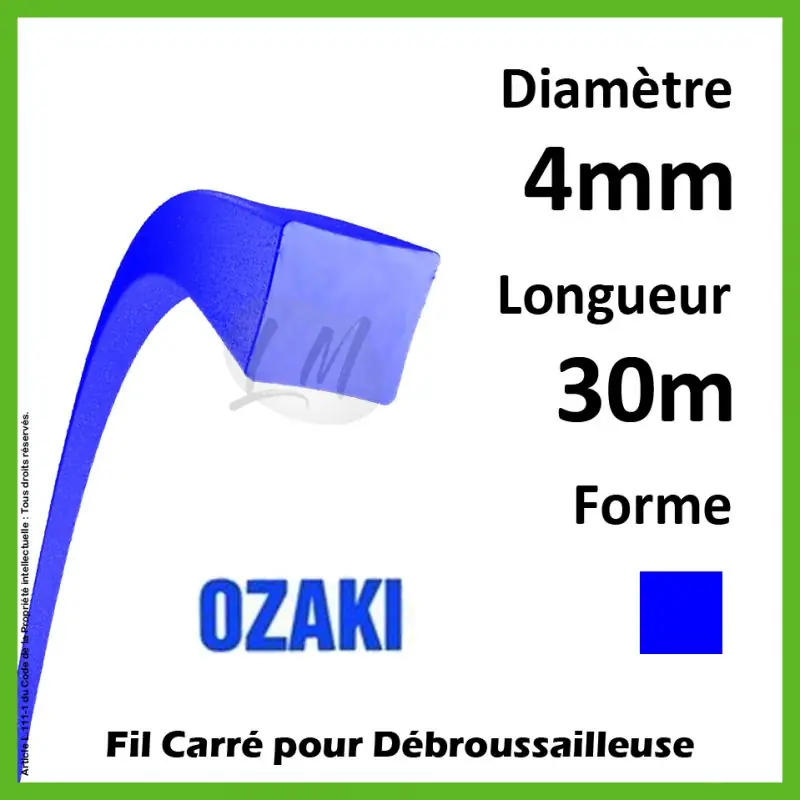 Achat Immédiat Fil Carré Ozaki Bleu 4mm x 30m