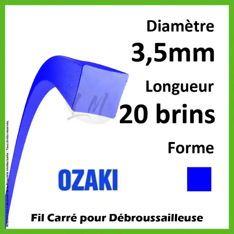 Réduction Fil Carré Ozaki Bleu 3,5mm x 30cm – 20 Brins