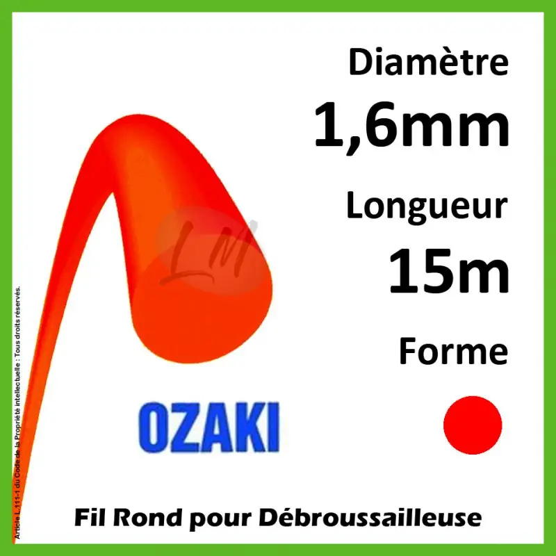 Vente Directe Fil Rond Ozaki Rouge 1,6mm x 15m