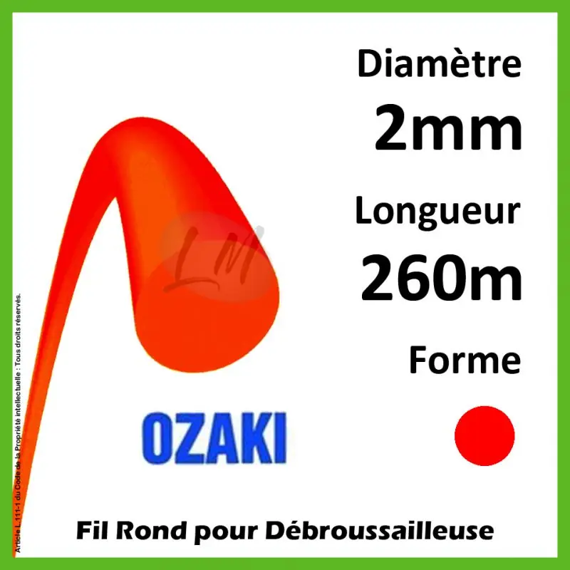 Fil Rond Ozaki Rouge 2mm x 260m Marque