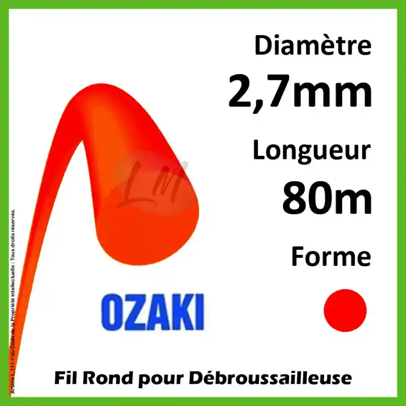 Super Prix Fil Rond Ozaki Rouge 2,70mm x 80m