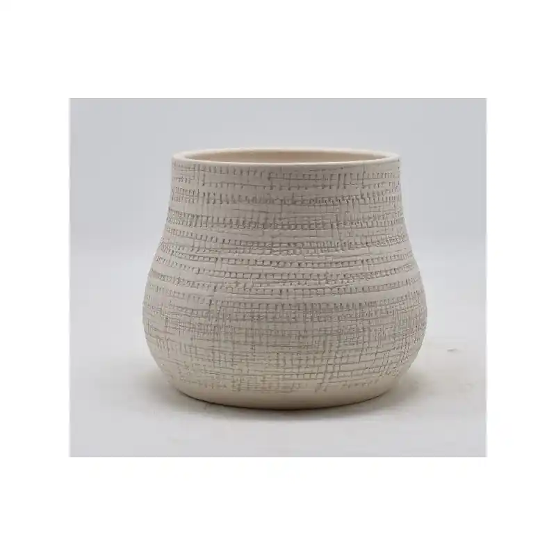 Cache-pot d19 h17cm ceramique creme lunis Offre Spéciale