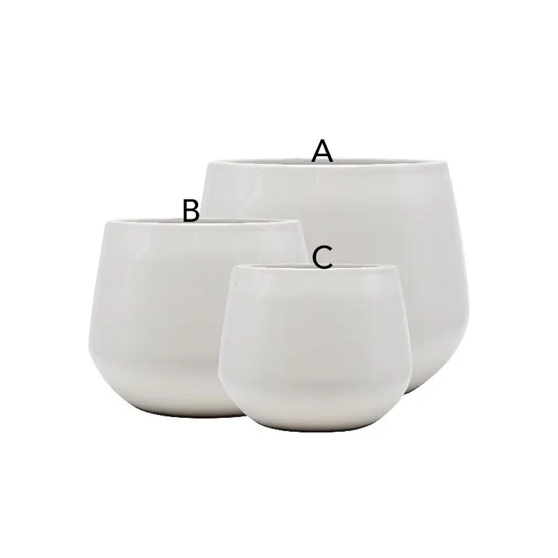 Remise /Pot syene d30 h24cm ceramique emaille blanc