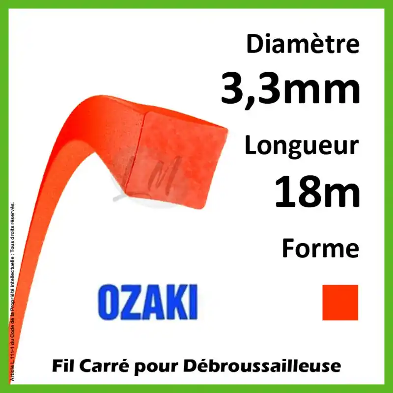Affaire À Saisir Fil Carré Ozaki Premium Line Orange Fluo 3,3mm x 18m