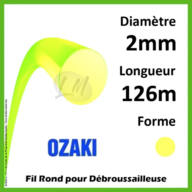 Fil Rond Ozaki Premium Line Jaune Fluo 2mm x 126m Prix Réduit
