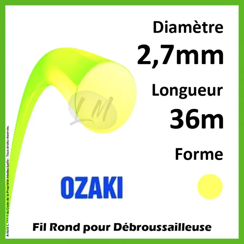 Solde Fil Rond Ozaki Premium Line Jaune Fluo 2,7mm x 36m