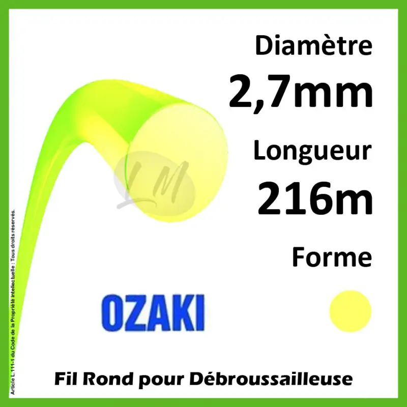Fil Rond Ozaki Premium Line Jaune Fluo 2,7mm x 216m Offre Exclusive