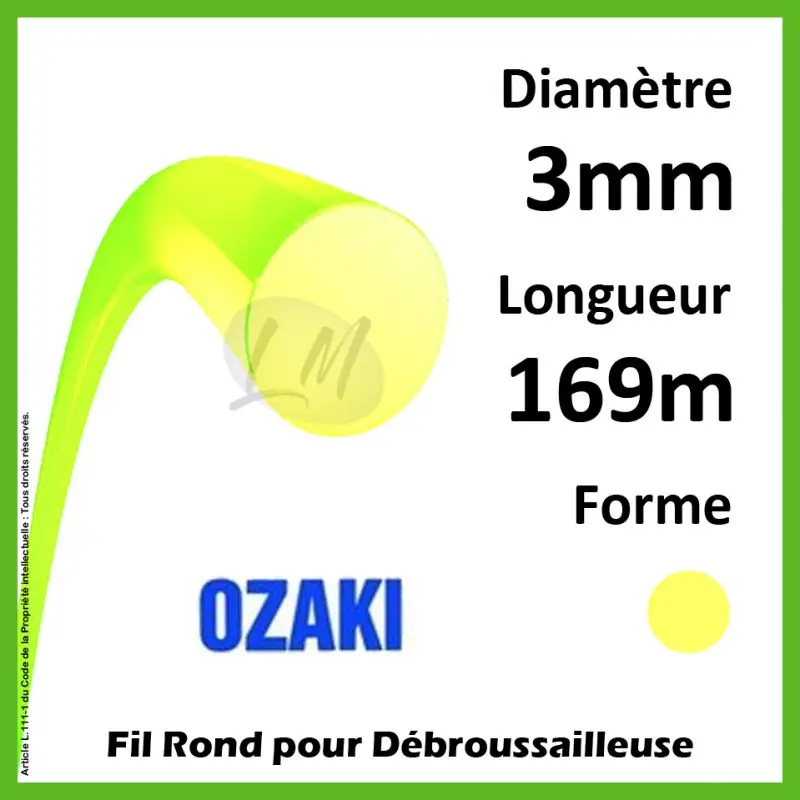 Fil Rond Ozaki Premium Line Jaune Fluo 3mm x 169m Promotion