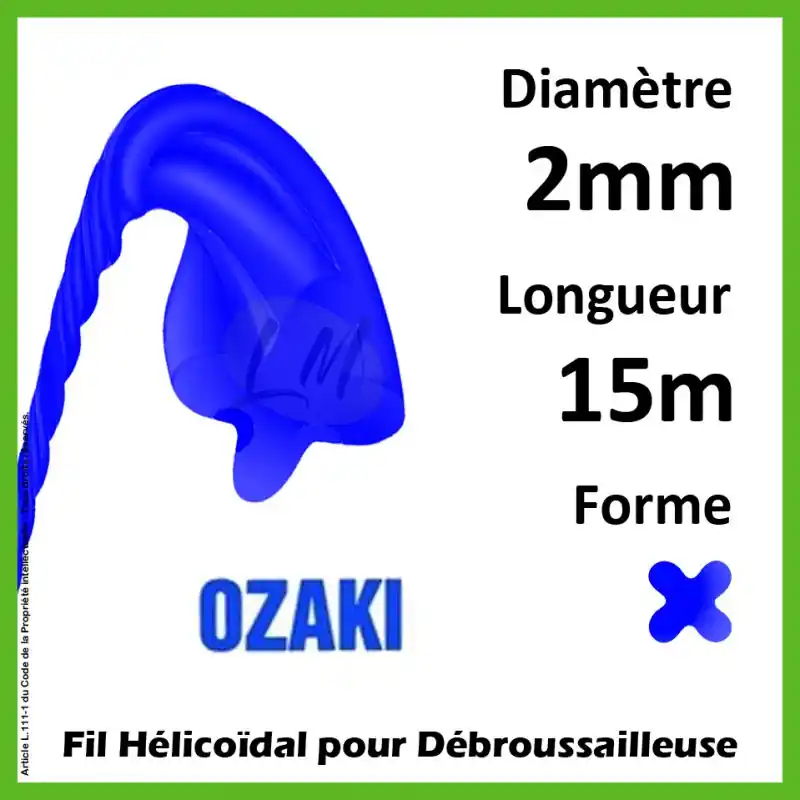 Achat Immédiat Fil Hélicoïdal Ozaki Pro-Core Line Bleu 2mm x 15m